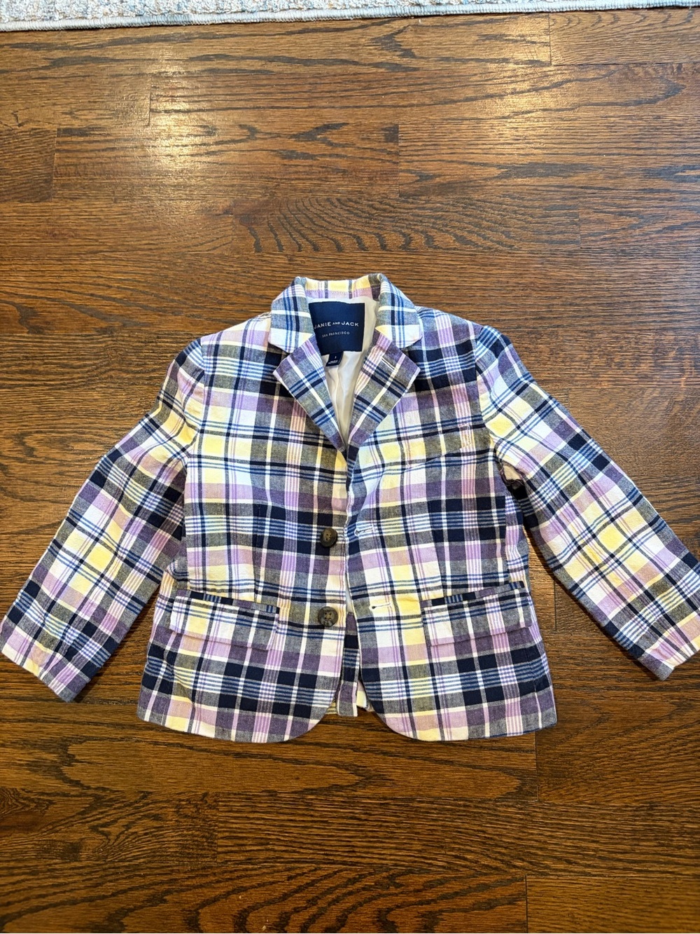 Janie and Jack Purple Yellow Plaid Kids Blazer